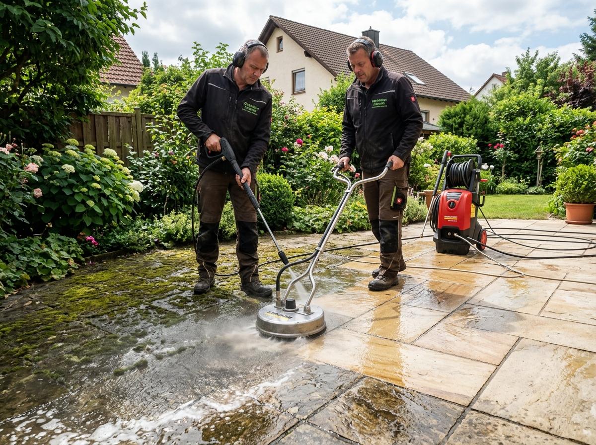 Professional paving stone and patio power-cleaning by Pacolli